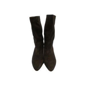 Lucky Brand Zaahira Suede Stacked Heel Ankle Boots Dark Moss Oiled Suede Sz 9/40